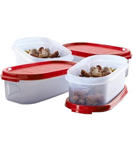 Amazon｜タッパーウェアMMオーバル#1コンテナ500ml4個セット-レッド